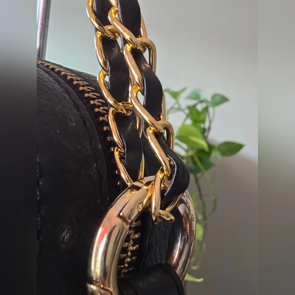 Michael Kors Black Pebbled Leather Camera Style Crossbody Bag